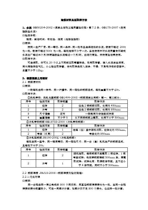 工程建筑材料见证取样规范标准