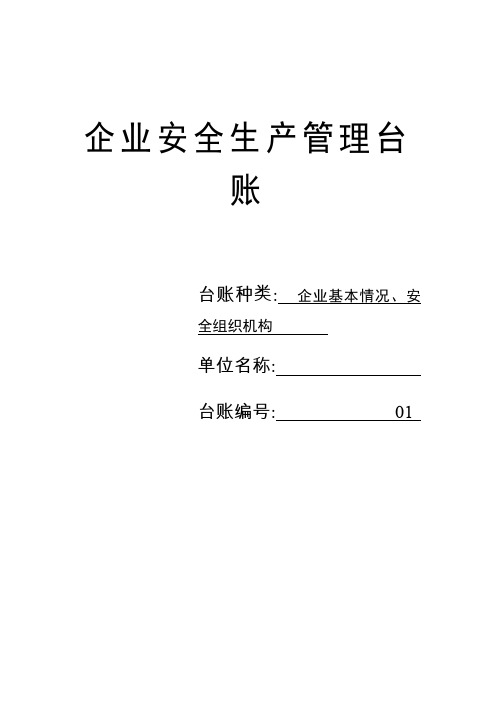 安全生产管理台账-企业基本情况、安全组织机构