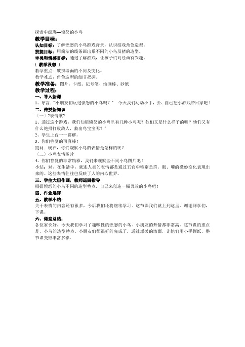 教案--探索中《愤怒的小鸟》