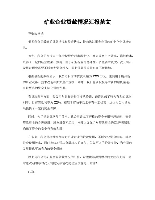 矿业企业贷款情况汇报范文