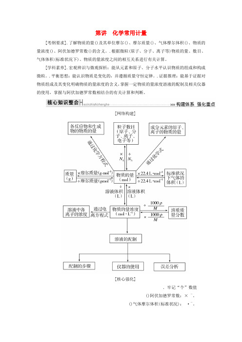 2019高考化学二轮冲刺复习精讲第一部分必考部分第2讲化学常用计量讲义含解析