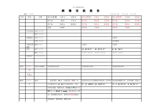 护士交班报告范本