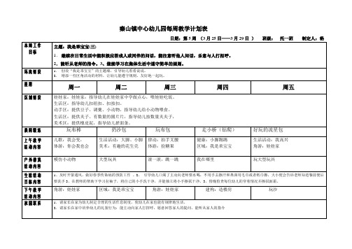 秦山镇中心幼儿园每周教学计划表(第5周)