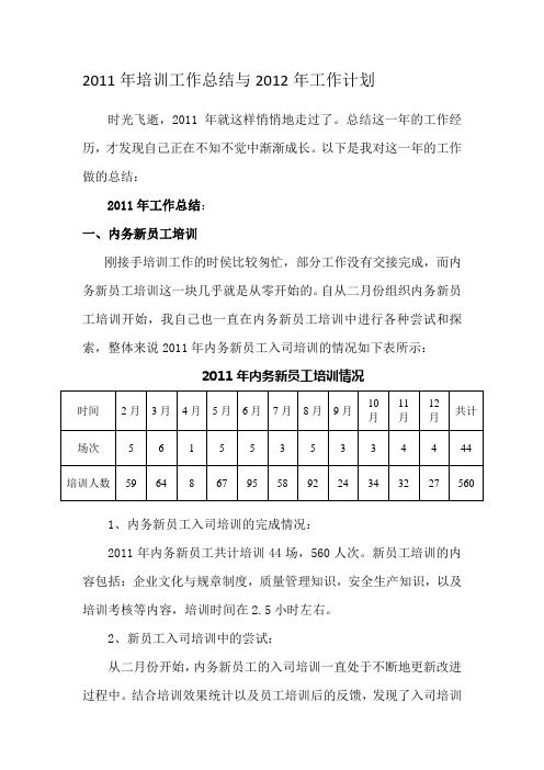 2011年终培训工作总结及2012年工作计划