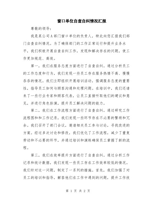 窗口单位自查自纠情况汇报