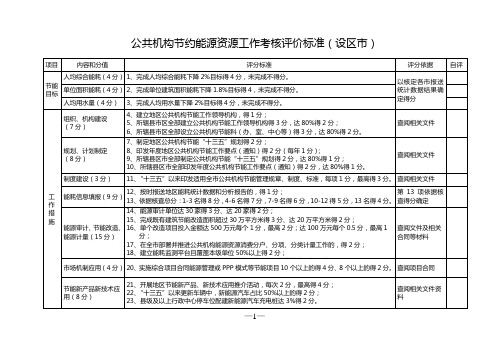 公共机构节约能源资源工作考核评价标准(设区市)