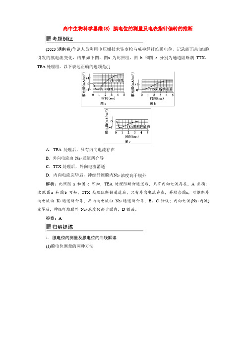 高中生物科学思维膜电位的测量及电表指针偏转的判断