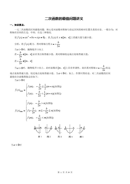 高三第一轮复习05----二次函数的最值问题讲义