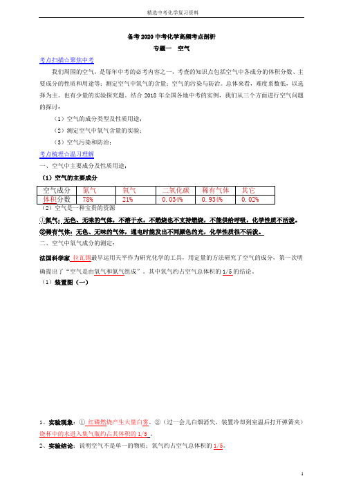 中考化学高频考点剖析 专题一空气(解析版)