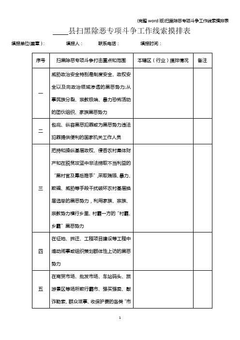 (完整word版)扫黑除恶专项斗争工作线索摸排表