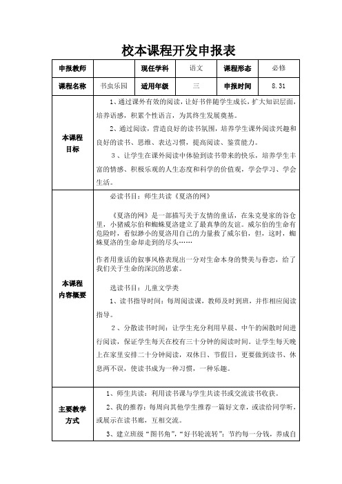 校本课程开发申报表