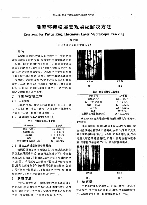 活塞环镀铬层宏观裂纹解决方法