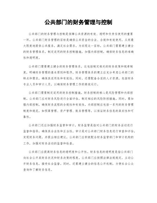 公共部门的财务管理与控制