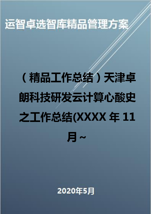 (精品工作总结)天津卓朗科技研发云计算心酸史之工作总结(XXXX年11月～