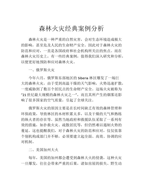 森林火灾经典案例分析