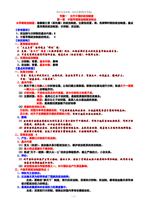 高中历史必修一知识点整理(学考版)