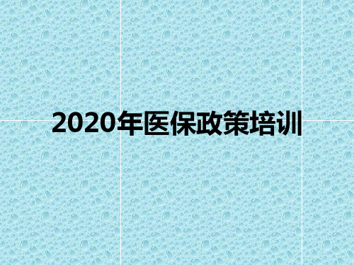 2020年医保政策培训