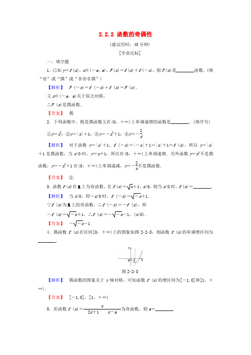 2018版高中数学 第二章 函数 2.2.2 函数的奇偶性学业分层测评 苏教版必修1