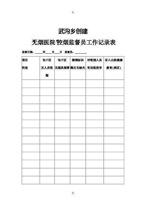 控烟监督员、巡查员工作定期监督和巡查记录表(1)