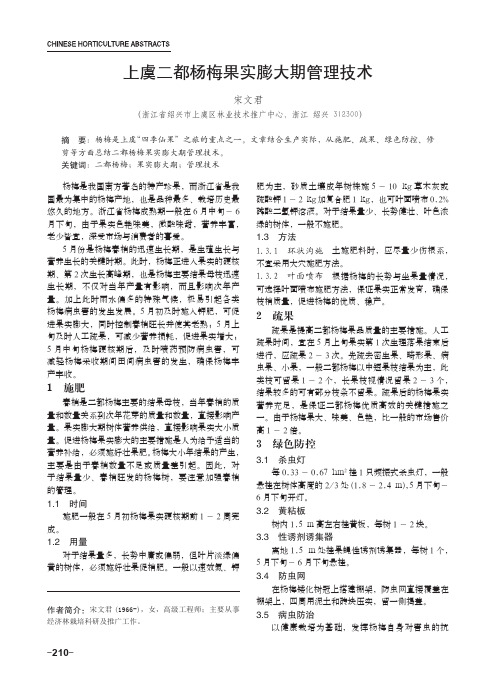 上虞二都杨梅果实膨大期管理技术