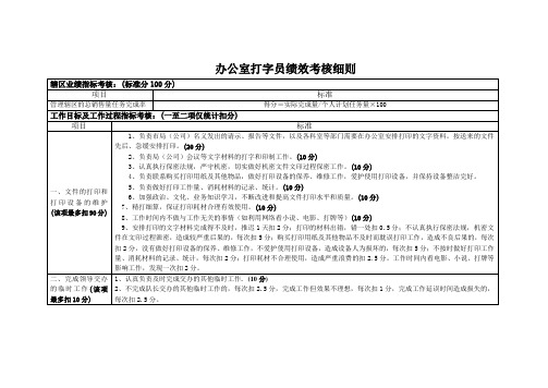 办公室打字员绩效考核细则