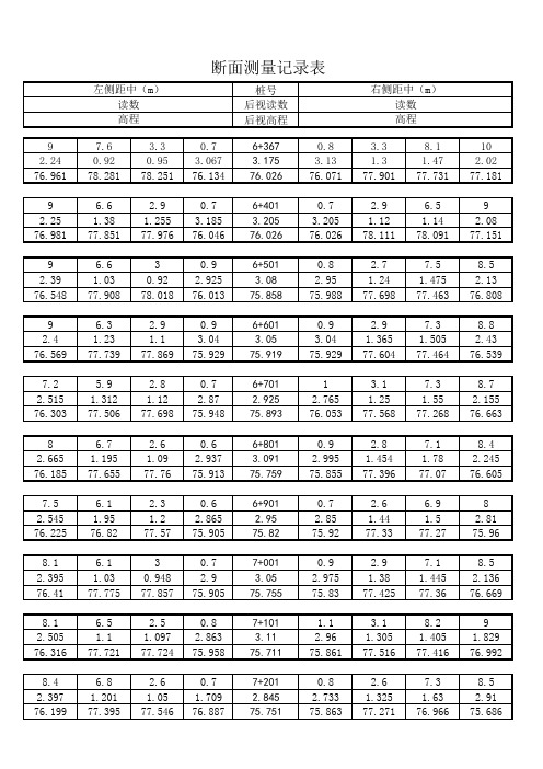 水利工程断面测量记录表