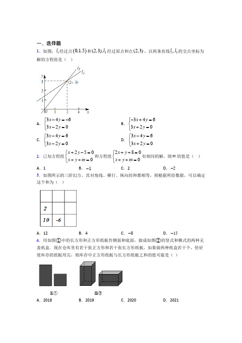 (必考题)初中数学八年级数学上册第五单元《二元一次方程组》测试卷(有答案解析)(4)