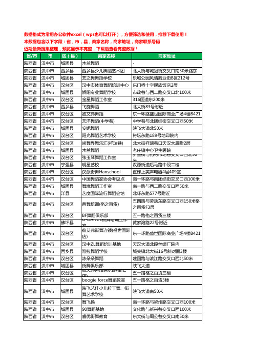 2020新版陕西省汉中市舞蹈工商企业公司商家名录名单黄页联系电话号码地址大全75家