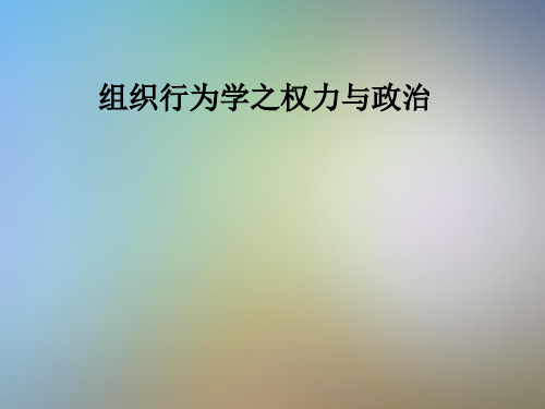 组织行为学之权力与政治