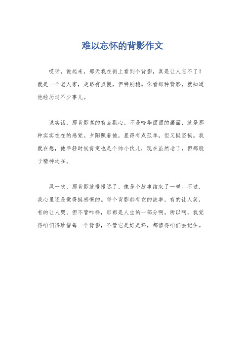 难以忘怀的背影作文