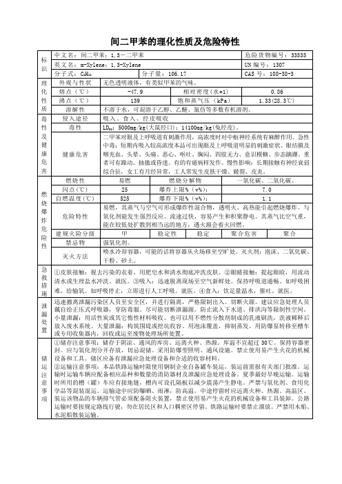 间二甲苯的理化性质及危险特性