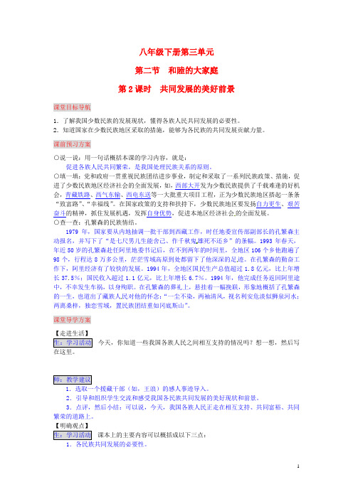 湖南省张家界市慈利县赵家岗土家族乡中学八年级政治下册 3.2.2 共同发展的美好前景导学案 湘教版