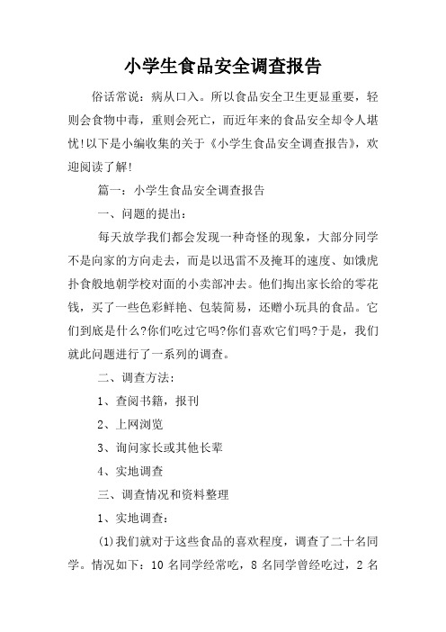 小学生食品安全调查报告
