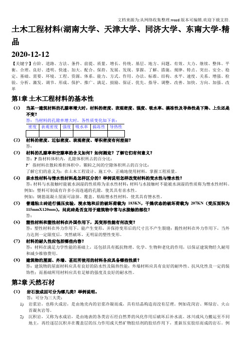 土木工程材料(湖南大学、天津大学、同济大学、东南大学-精品