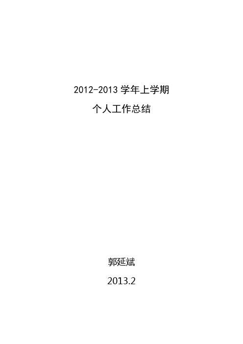 2012-2013学年上学期个人工作总结