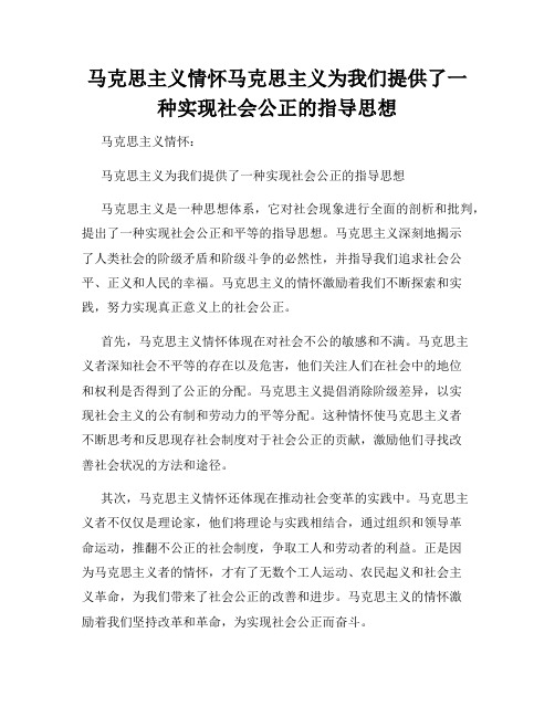 马克思主义情怀马克思主义为我们提供了一种实现社会公正的指导思想