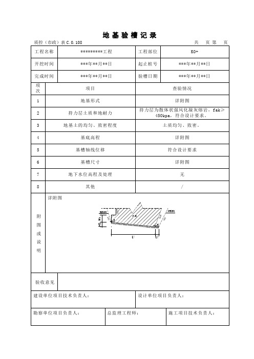 地基验槽记录(填写范例)