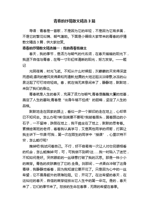 青春的抒情散文精选3篇