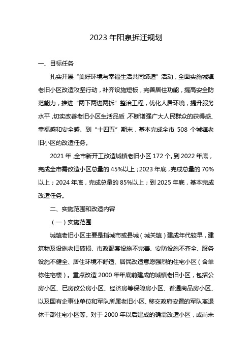 2023年阳泉拆迁规划