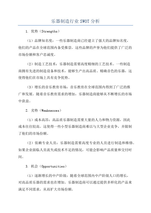 乐器制造行业SWOT分析