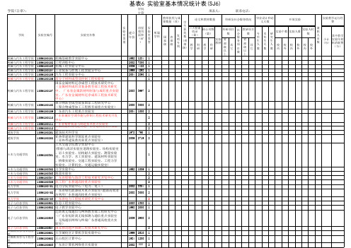 基表6试验室基本情况表