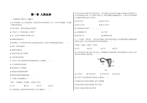 人教版七年级生物下册第四单元 第一章 人的由来 测试试题