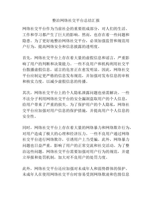 整治网络社交平台总结汇报