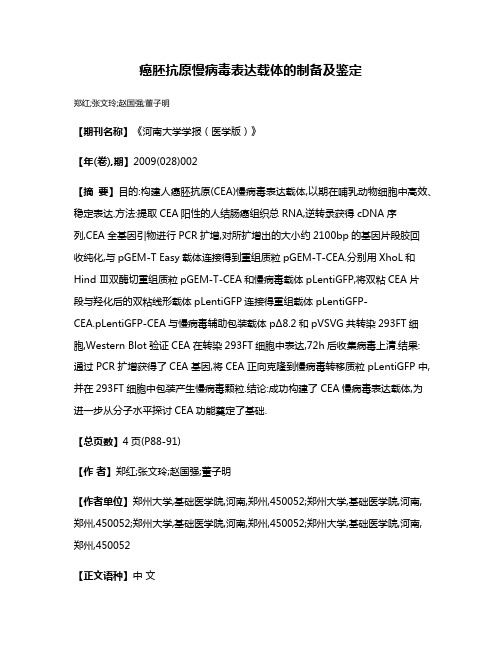 癌胚抗原慢病毒表达载体的制备及鉴定