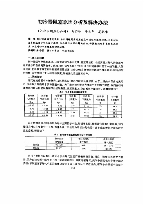 初冷器阻塞原因分析及解决办法