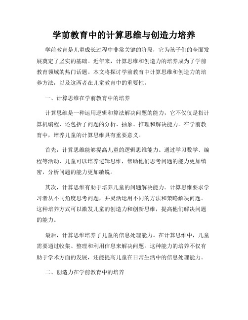 学前教育中的计算思维与创造力培养