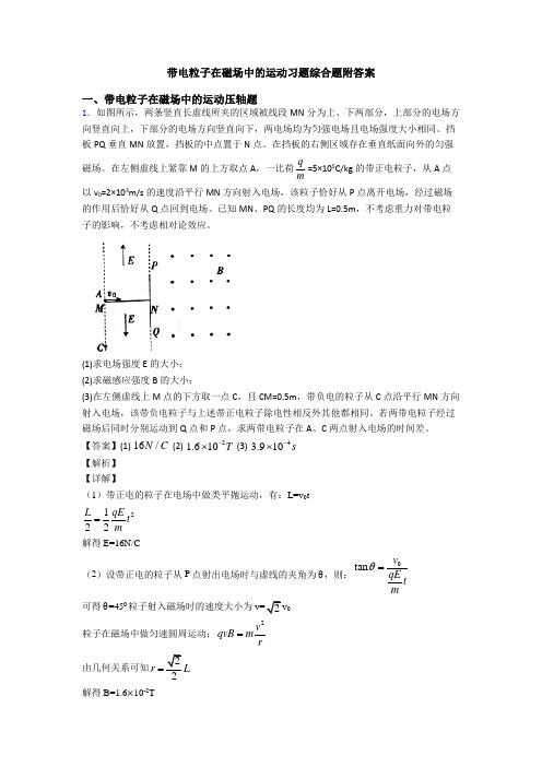 带电粒子在磁场中的运动习题综合题附答案