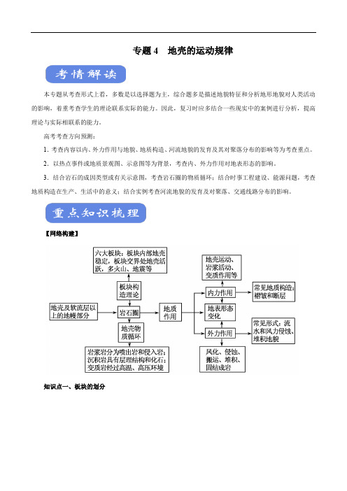 2020年高考地理二轮复习考点学与练 专题04 地壳的运动规律(讲)(含解析)