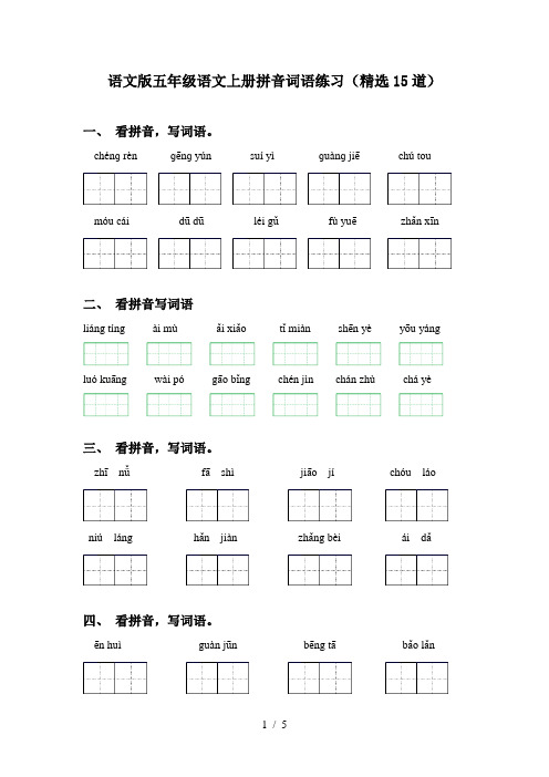 语文版五年级语文上册拼音词语练习(精选15道)