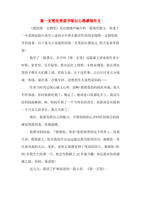 第一支笔优秀读书笔记心得感悟作文